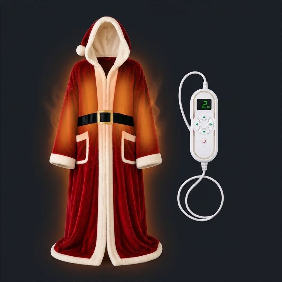 Heated robe with glowing warm zones and detachable digital heat controller