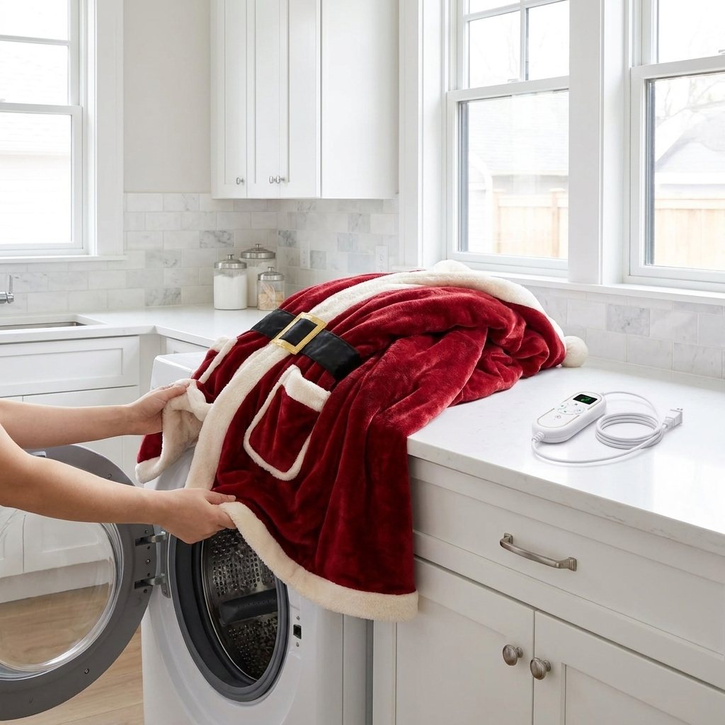 Heated robe going into the washing machine with the controller detached
